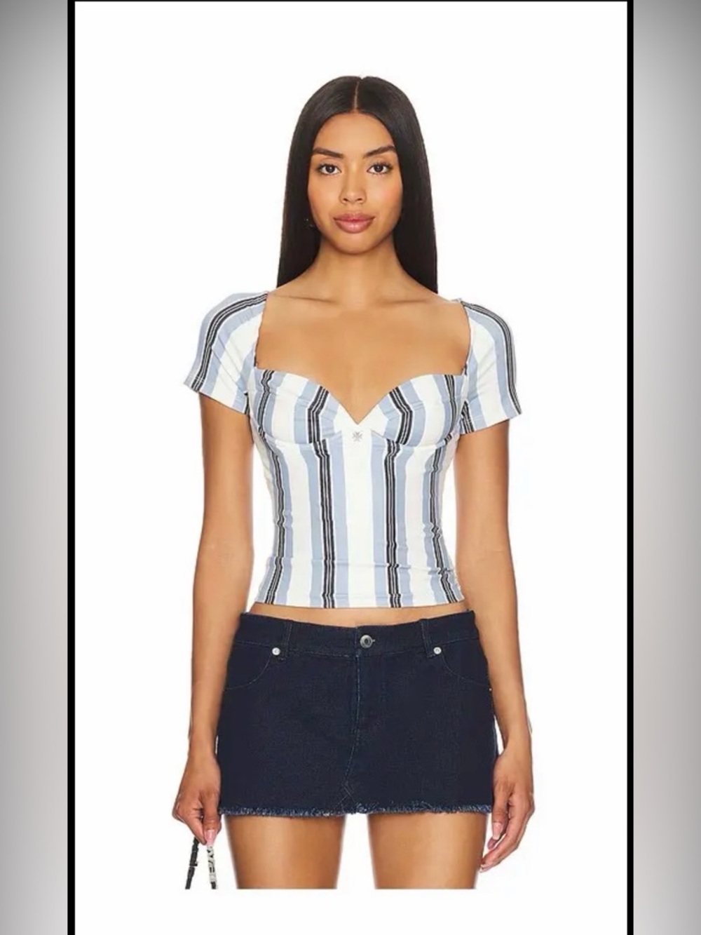 ✨ NWT Miaou “Olivia” Corset Top – Blue Stripe – Size S